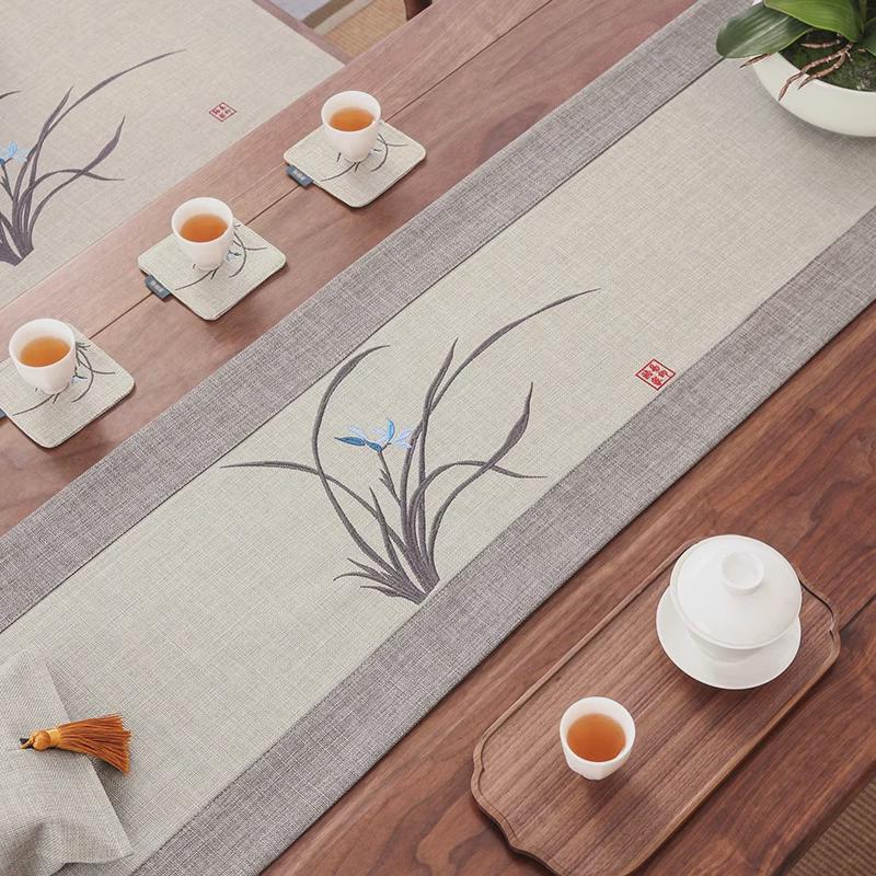 桌旗茶桌垫布防水茶席新中式禅意茶台布艺茶旗茶布桌布长条茶台布