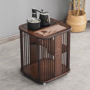 办公室茶水柜茶台茶桌边柜置物架客厅实木移动水桶烧水一体茶柜子