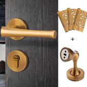 轻奢卧室实心锌合金门锁木门把手机械门锁纯铜锁芯黄古铜执手锁