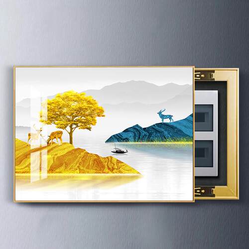 现代轻奢电表箱装饰画橙色骑士马遮挡电闸盒客厅挂画北欧餐厅壁画