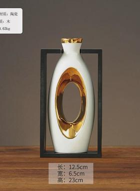 工厂直销新中式木框花瓶梅花陶瓷工艺品客厅家居装饰品公司商务礼