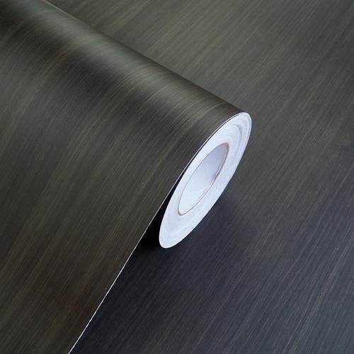 雅黑色仿木纹墙纸自粘家具旧衣柜柜子原木门桌子防水翻新贴纸装饰