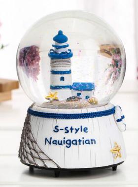 创意灯塔礼品水晶球音乐盒送朋友同学摆件闺蜜生日礼物男女朋友