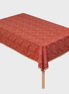 2v06红色喜庆新年餐桌布节日婚礼节庆桌布布艺茶几布台布圆桌桌布