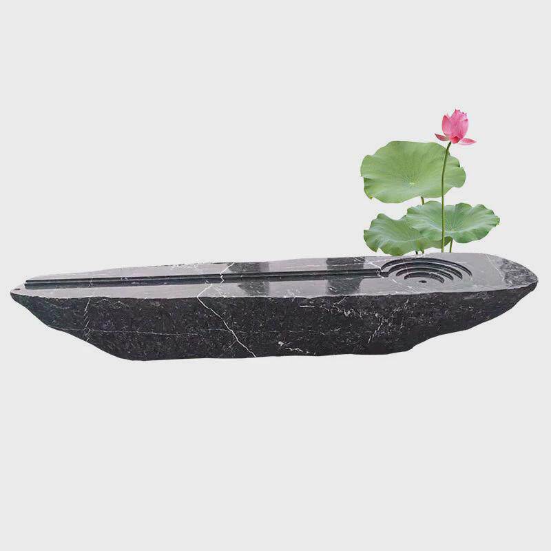 黑山石水钵异形镜面龙门加工石条黑山石景石石盆石凳庭院地产造景