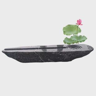 黑山石水钵异形镜面龙门加工石条黑山石景石石盆石凳庭院地产造景