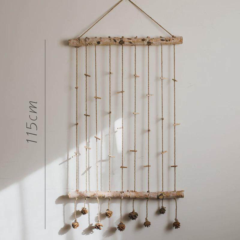 61k3天然照片墙装饰桦木白垂吊夹子挂墙饰壁挂幼儿园工作室花店橱