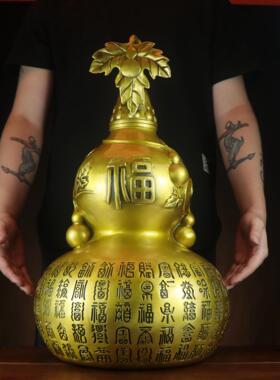 葫摆件大号小号铜空心开口大葫芦百福禄客厅家具装饰百福铜葫芦