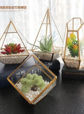 现代简约办公室几何玻璃罩子花房摆件装饰品创意家居客厅桌面摆设