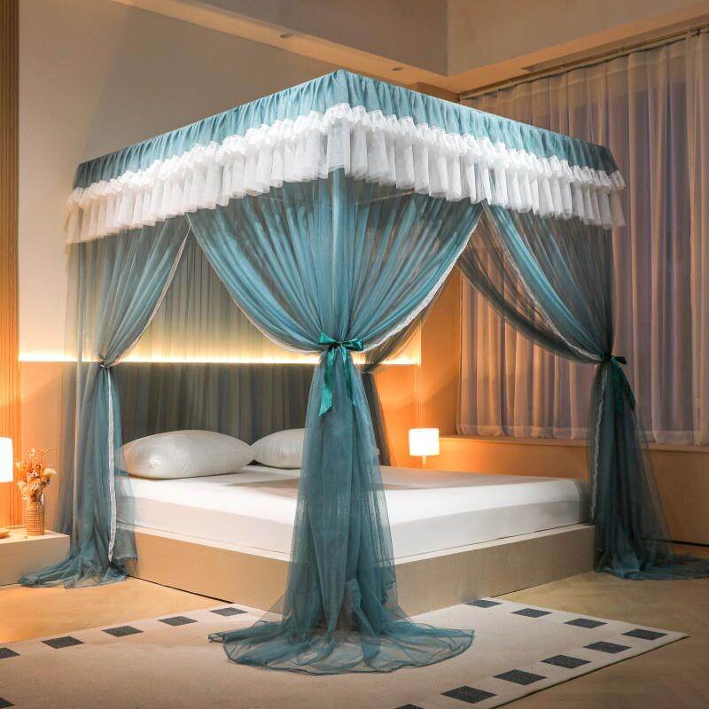 热销公主风花边宫廷落地蚊帐三开门方顶蚊帐大空间防蚊帐纱加密蚊