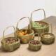 竹编青丝提篮菜篮子带提手点心篮竹篮迷你水果篮家用圆形手工制