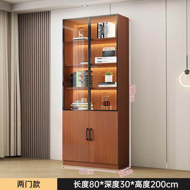 书柜玻璃门家用展示柜一体书房书橱落地式摆件文件柜防尘办公柜子