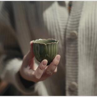 km@|宋青书《|院耀州窑》莲花主人杯茶杯品茗杯陶瓷青瓷茶具中