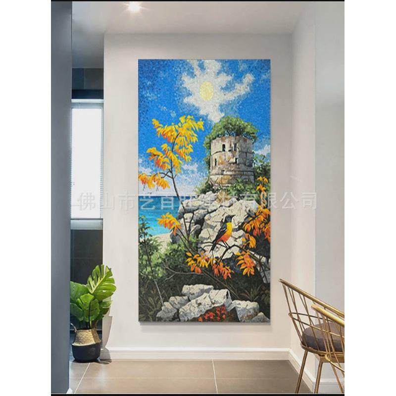 艺术水晶玻璃马赛克物画人剪动物风景背景墙手工拼图玄关墙面装饰