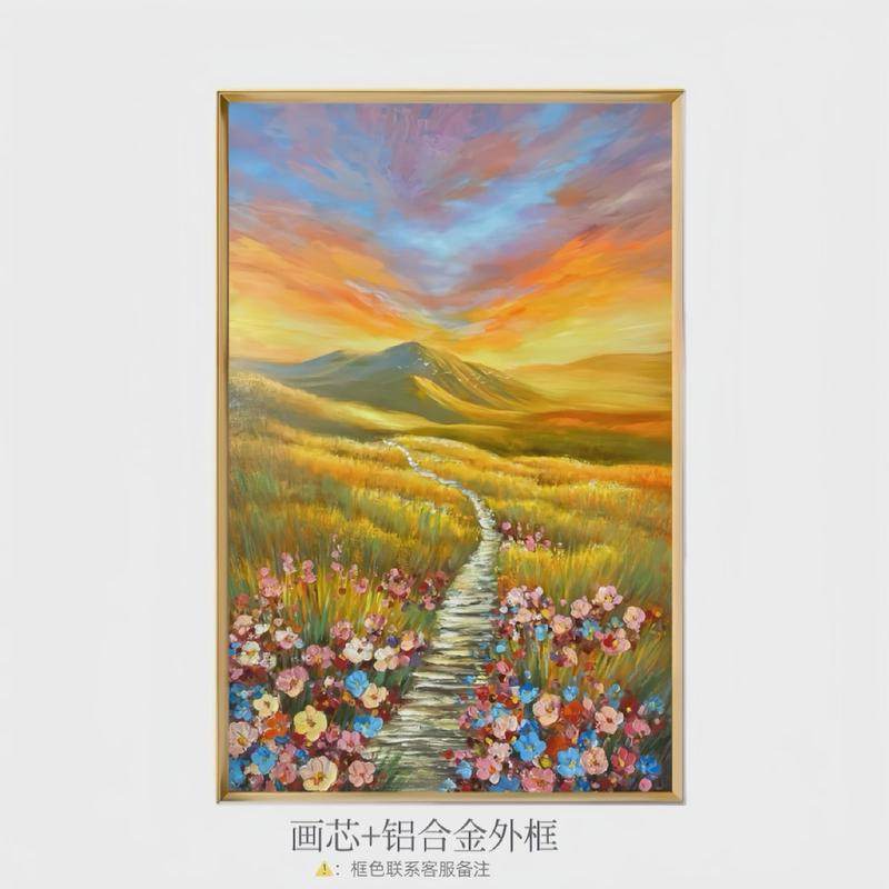 手绘油画田园风支持定制现代装饰画花卉阳台挂画玄关风景客厅挂画