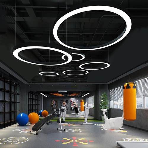 led圆环形办公室吊灯 商场超市网咖健身房工业风拼接造形吊线灯