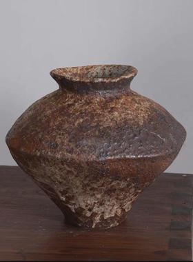 侘寂风陶罐花瓶复古禅意茶室餐桌摆件仿古陶艺民宿水培器插花瓷器
