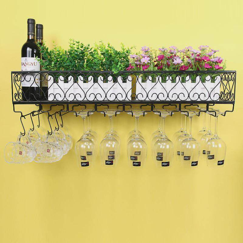 壁挂式酒架挂墙置物架葡萄酒架收纳架高脚杯架红酒架铁艺红酒杯架