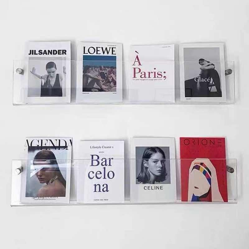 创意墙上置物架绘本架亚克力杂志架挂墙展示架壁挂式书架书报架