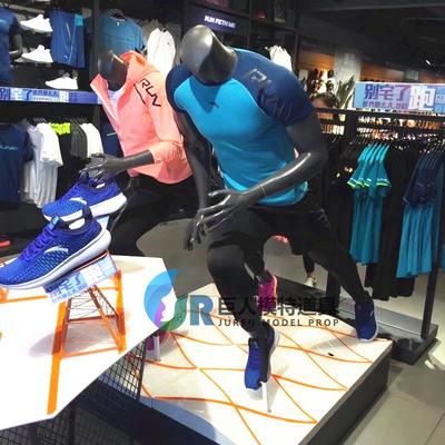模特道具男装跑步肌肉运动展示架女全身服装店橱窗陈列玻璃钢假人