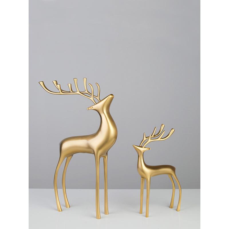 热销5dbj批发全铜鹿新房酒柜客厅铜鹿摆件书柜装饰品欧式美式样板