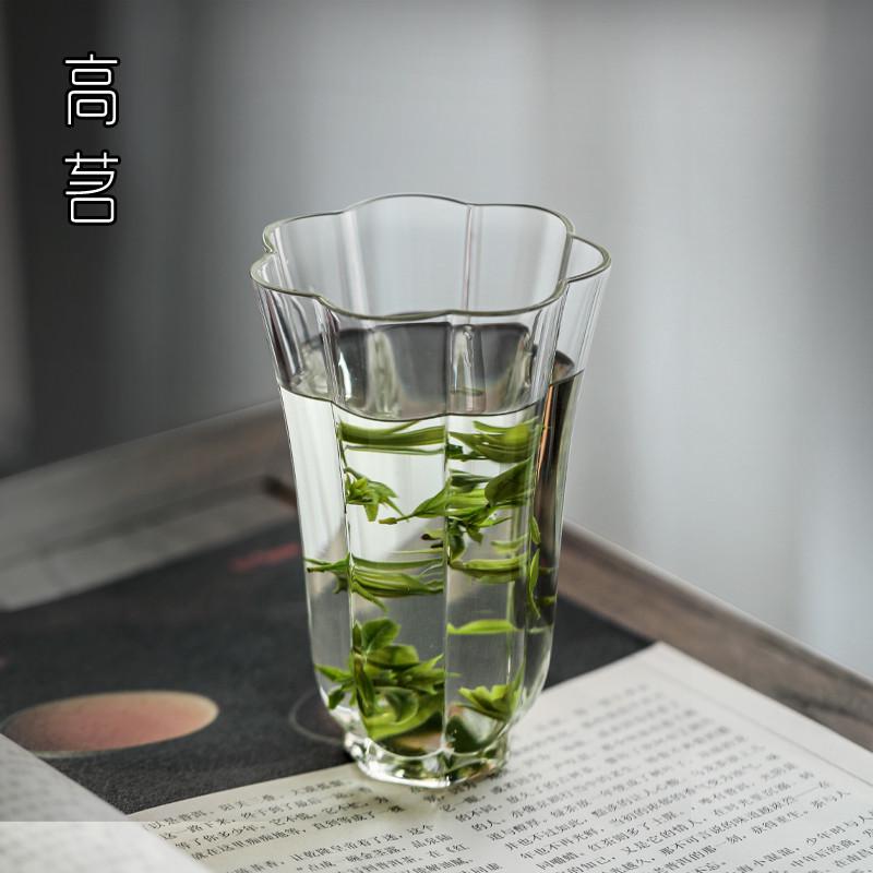 绿茶专用玻璃杯2025新款水杯女高颜值花瓣杯子喝水用泡茶杯耐热图片