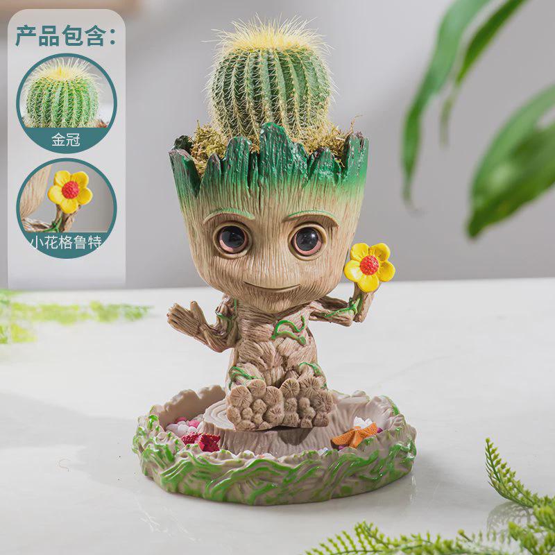格鲁特鸟窝小花盆多肉植物仙人球仙人掌办公室桌面diy摆件好养活