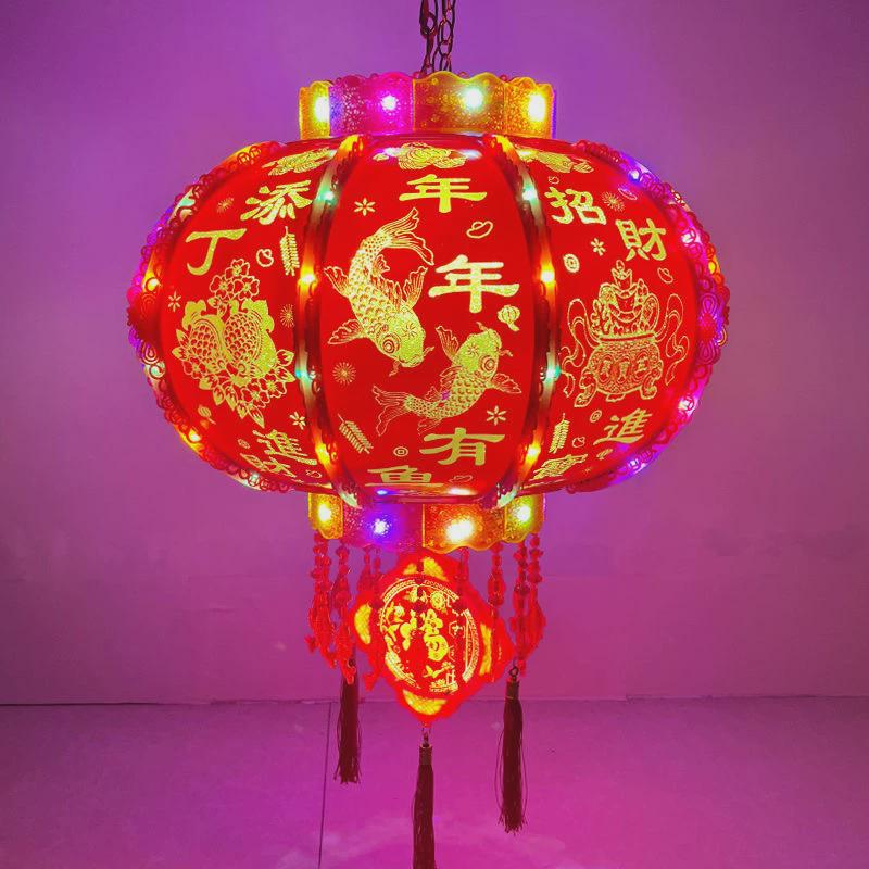 流水走马灯七彩旋转灯笼福新年元旦过年装饰新款大门阳台春节新款