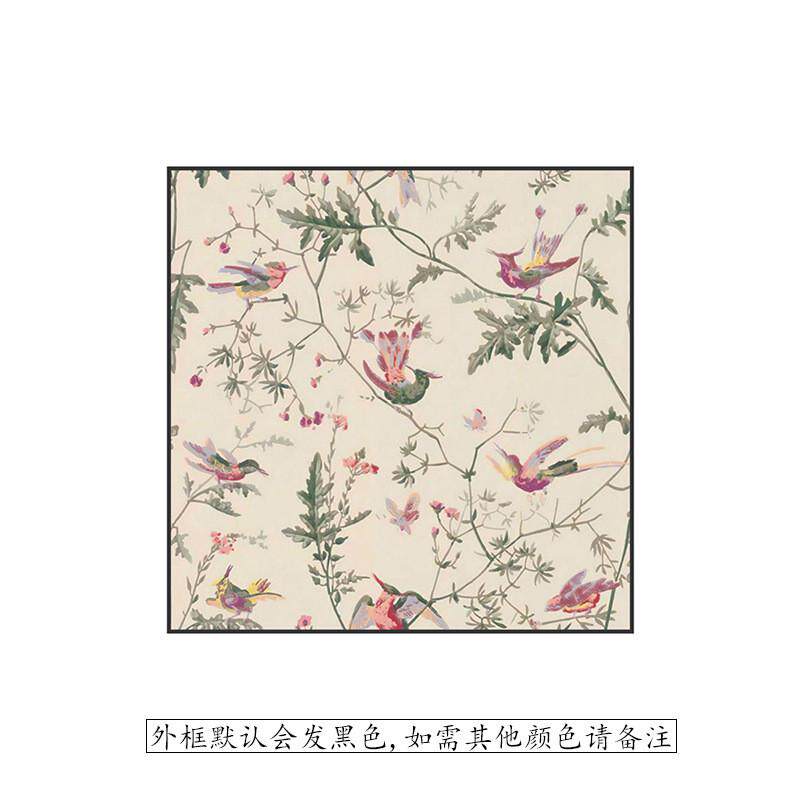 现代轻奢美式田园花鸟床头卧室客厅玄关装饰画背景墙壁方型挂画