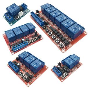 热销热销6路三选一按键互锁开关自锁继电器模块高低电平触发5V12V