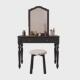 美式 复古梳妆台主卧室黑色高级感小户型实木中古化妆桌妆台风化