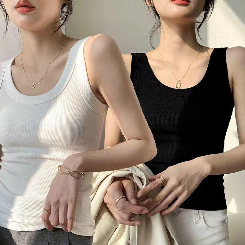 螺纹背心内搭女防走光外穿打底衫遮副乳无袖上衣宽肩