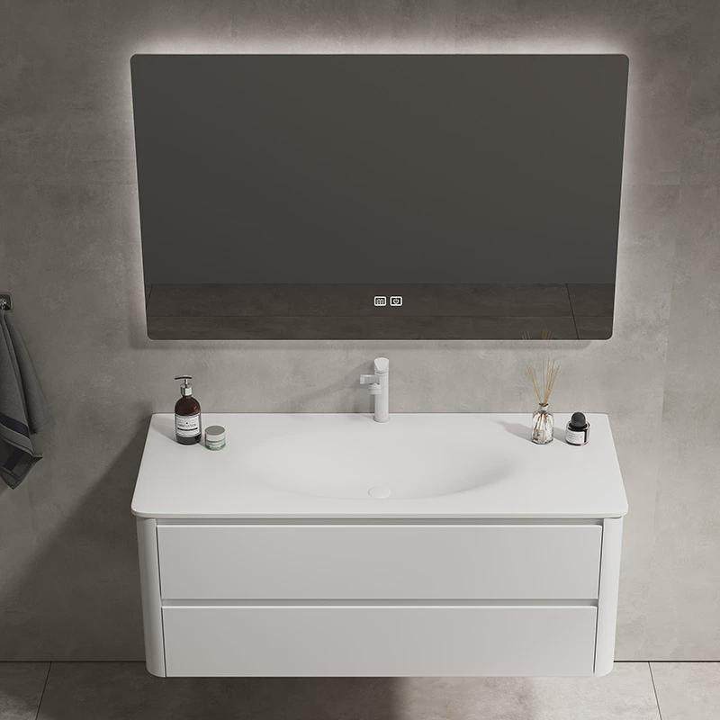 简约风设计师可丽耐一体盆浴室柜组合洗漱台橡木烤漆吊柜洗手台柜