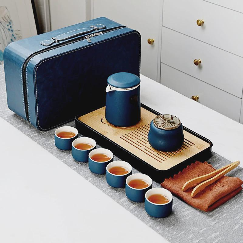 便携式客旅行茶具陶瓷快户外泡茶壶功夫茶杯公司开业活动伴手礼品