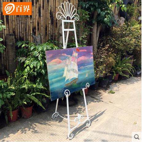百界厂家直销欧式铁艺画架婚庆展示架道具美术素描画架家居卧室