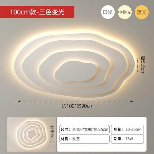 现代简约水波纹吸顶客厅灯北欧设计感灯具创意几何极简led吸顶灯