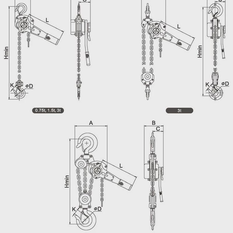 双鸟hsh-dl电力施工手板葫芦（0.75t-9t)起重葫芦三角铁葫芦吊机