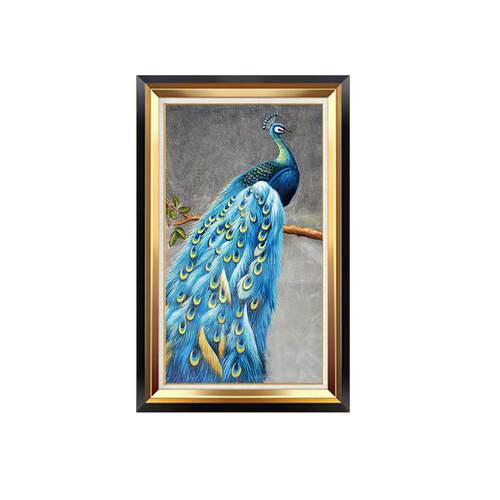 美式现代玄关装饰画孔雀竖版过道走廊挂画欧式客厅背景墙壁画餐厅