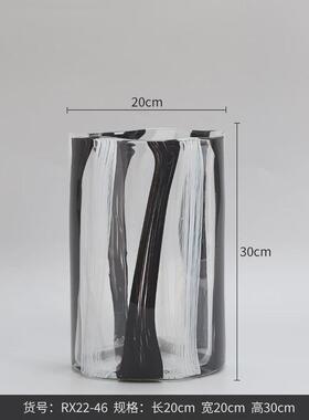 博西家居彩色客厅花瓶高档直筒轻奢玻璃花器家居软装饰品水墨