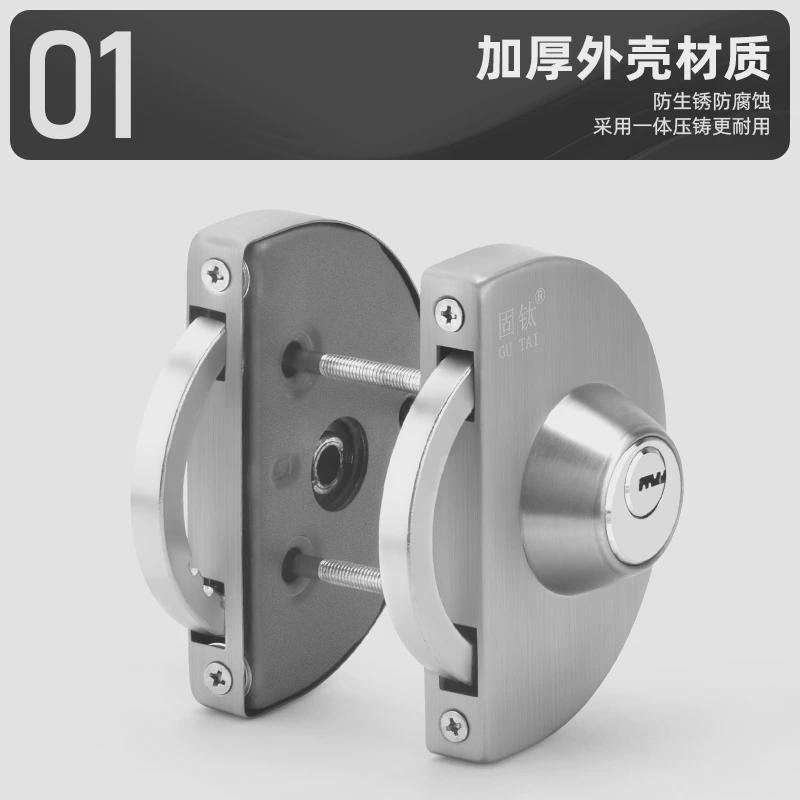 固钛木门有框门锁商铺大门单双推拉移门钩锁铝合金边框门中央锁具