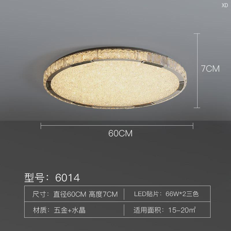 卧室水晶三色吸顶灯卧室灯中山灯具现代简约圆形客厅餐厅主卧灯具
