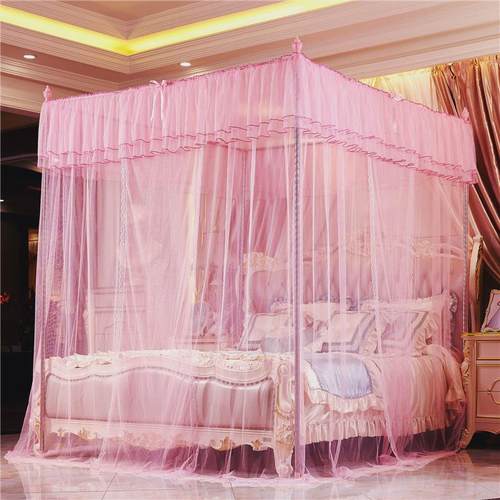 加粗加厚落地家用带支架不锈钢纹架子蚊帐杆子1.5米1.8m床配件2.0