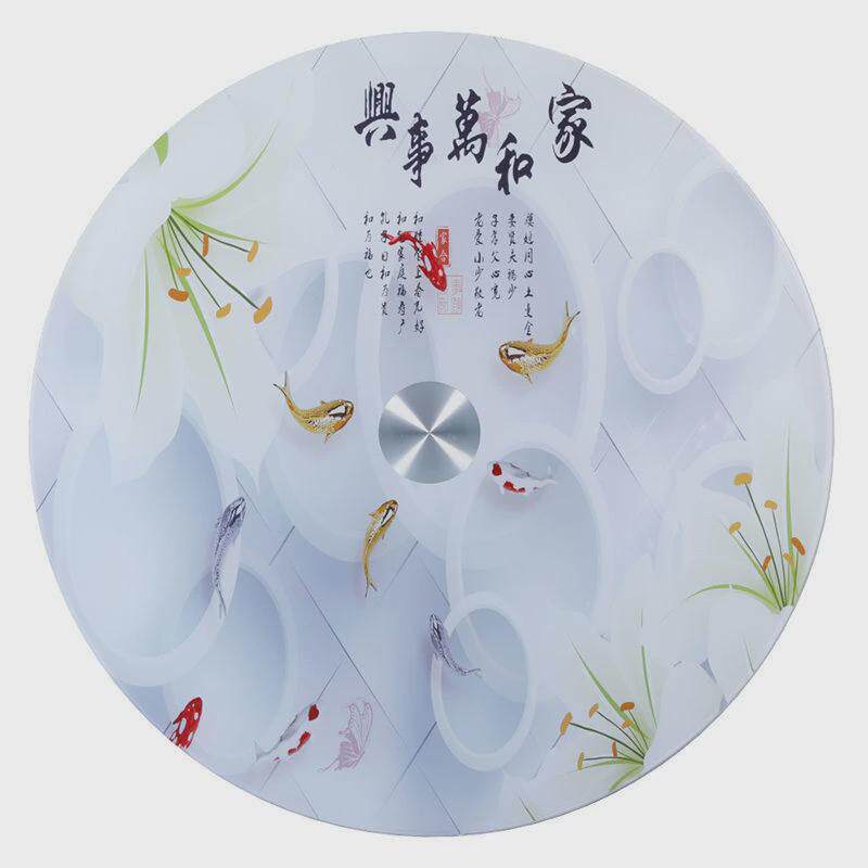 园餐桌转桌盘加厚钢化玻璃转盘家用大圆桌旋转圆台面贴画转盘酒店
