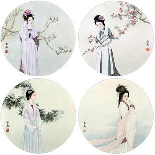 李新禹工笔仕女图白描底稿国画临摹线描画稿练习勾线实物打印稿