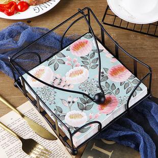 北欧铁艺大号纸巾餐巾架 西餐厅咖啡馆酒店餐桌收纳架子纸巾架