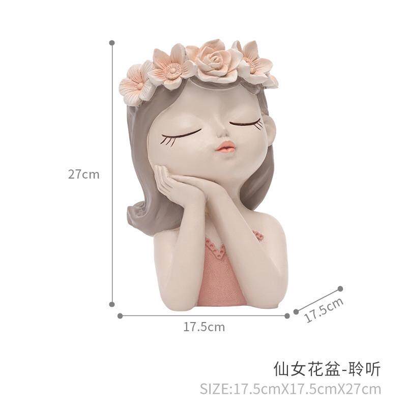 ins风卡通可爱仙女家居装饰品客厅玄关花盆多肉植物盆栽大号桌面