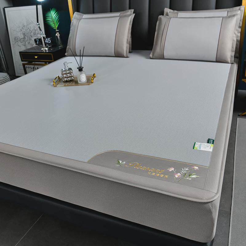 si6k款艾草草席冰丝席子凉席藤席床笠夏季新款三件套凉感单双人可