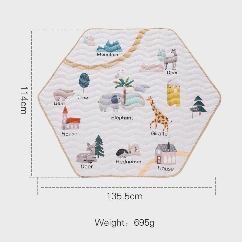 北欧风宝宝爬行垫客厅家用无味防滑儿童地毯卡通动物印花爬爬垫