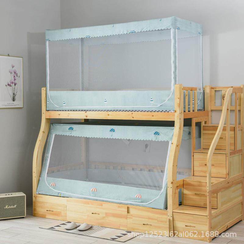 子母床下铺专用蚊帐上下床双层三开门宝宝防摔儿童防尘带顶布家用