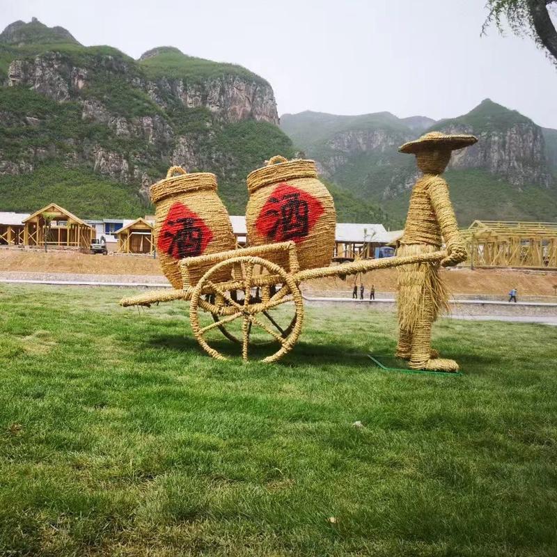 稻草工艺品绿雕仿真草动物园林摆件景观大型草雕工艺品植物绿雕